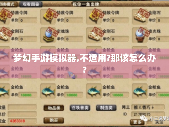 梦幻手游模拟器,不适用?那该怎么办? 梦幻手游模拟器,不适用?那该怎么办?
