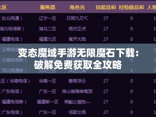 变态魔域手游无限魔石下载:破解免费获取全攻略 变态魔域手游无限魔石下载:破解免费获取全攻略