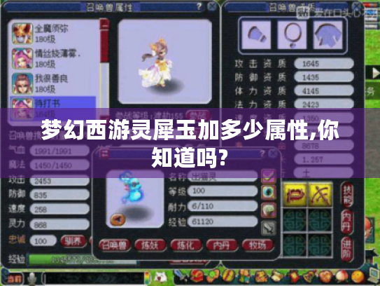 梦幻西游灵犀玉加多少属性,你知道吗? 梦幻西游灵犀玉加多少属性,你知道吗?