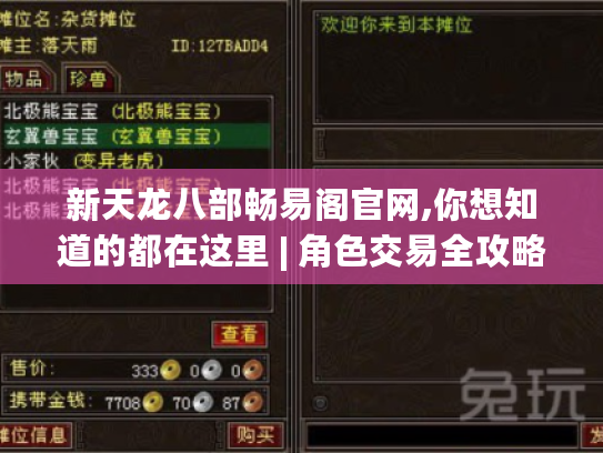 新天龙八部畅易阁官网,你想知道的都在这里 | 角色交易全攻略揭秘 新天龙八部畅易阁官网,你想知道的都在这里 | 角色交易全攻略揭秘