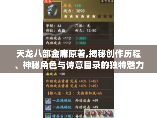 天龙八部金庸原著,揭秘创作历程、神秘角色与诗意目录的独特魅力