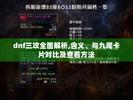 dnf三攻全面解析,含义、与九尾卡片对比及查看方法 dnf三攻全面解析,含义、与九尾卡片对比及查看方法