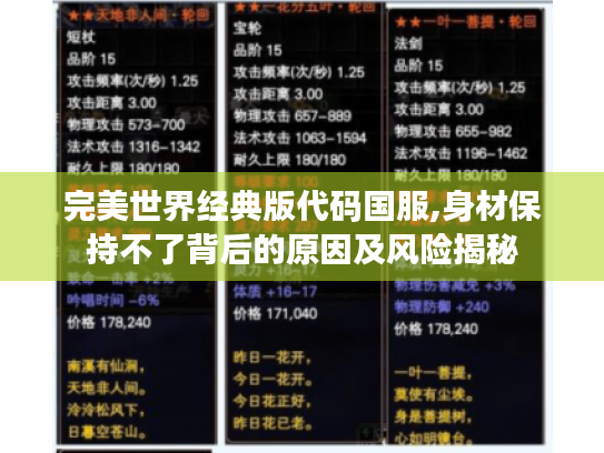 完美世界经典版代码国服,身材保持不了背后的原因及风险揭秘