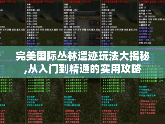 完美国际丛林遗迹玩法大揭秘,从入门到精通的实用攻略 完美国际丛林遗迹玩法大揭秘,从入门到精通的实用攻略