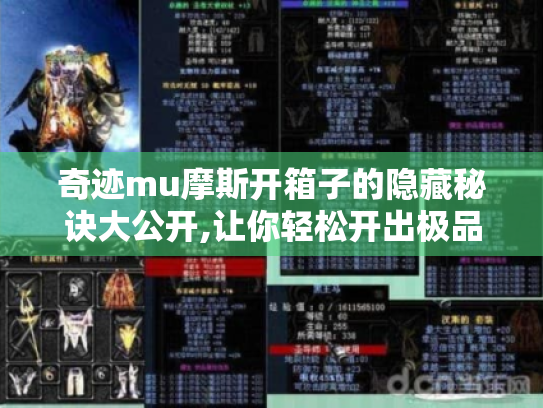 奇迹mu摩斯开箱子的隐藏秘诀大公开,让你轻松开出极品装备 奇迹mu摩斯开箱子的隐藏秘诀大公开,让你轻松开出极品装备