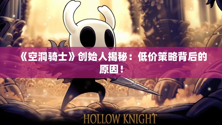 《空洞骑士》创始人揭秘:低价策略背后的原因! 《空洞骑士》创始人揭秘:低价策略背后的原因!