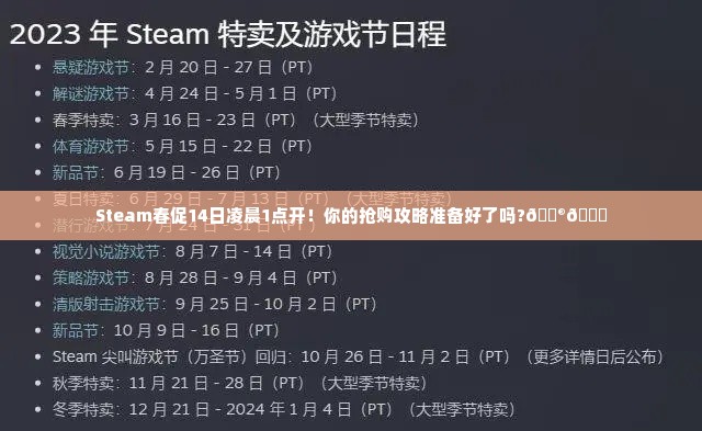 Steam春促14日凌晨1点开！你的抢购攻略准备好了吗?🎮🛒